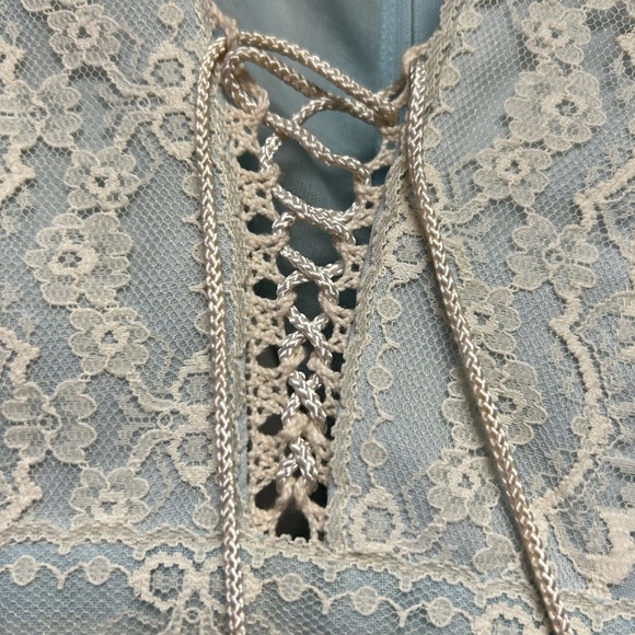 VTG Gunne Sax Blue Maxi Dress Lace Sleeves Prairie Cottagecore 1977 IMPER… - Picture 13 of 16